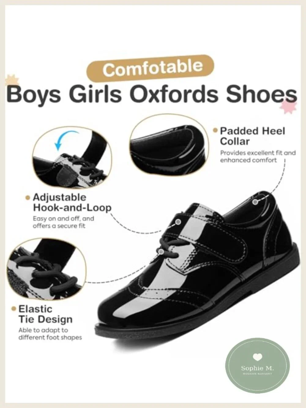 Toddler Boy Girl Dress Shoes Comfortable Wide Toe Oxfords PU Leather